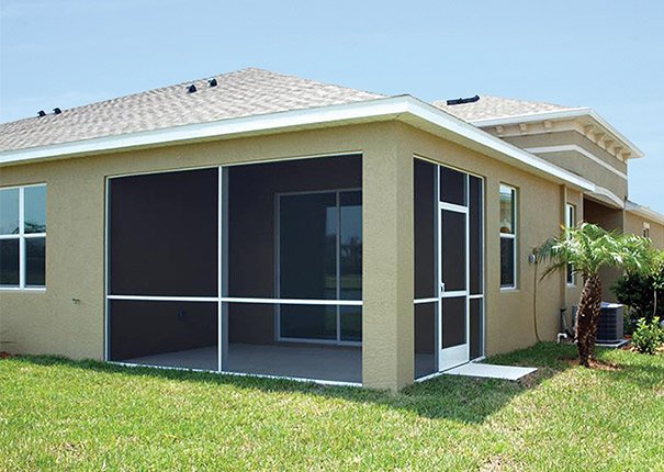 Patio screen enclosure build in Kissimmee, FL on residential backyard home